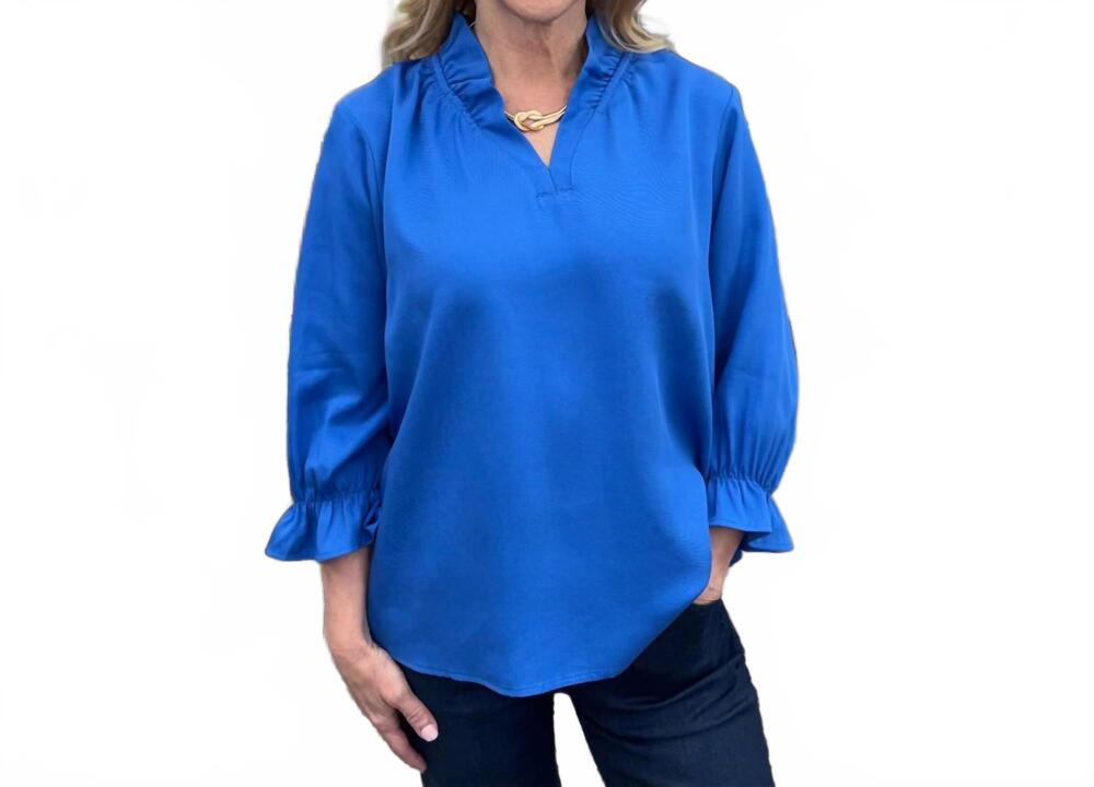 NEW TOOFAN ruching detail top - plus in royal